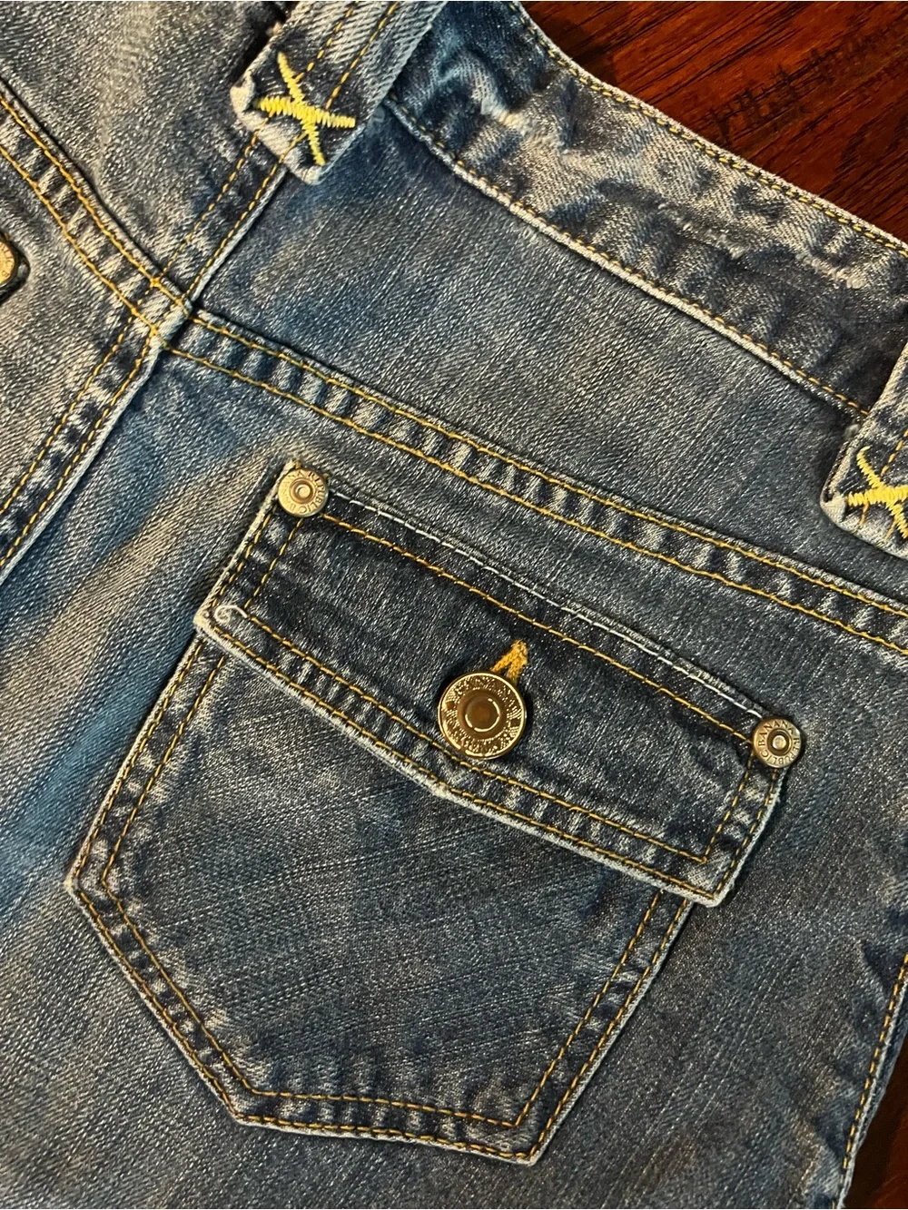 Banana Republic Denim Mini Skirt Size 0 Petite Raw Hem Cargo Pocket